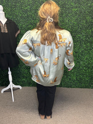 Easel Cheetah Print Blouse Curvy Exclusive