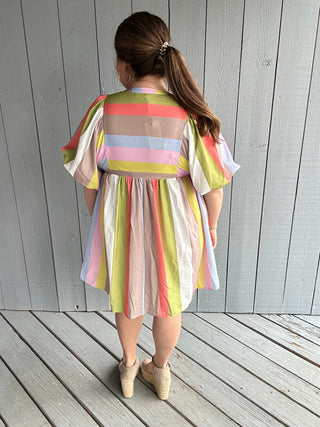 Colorful Stripes Mini Dress