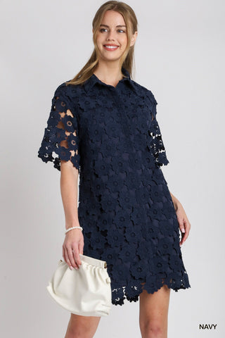 Floral Lace Button Down Dress