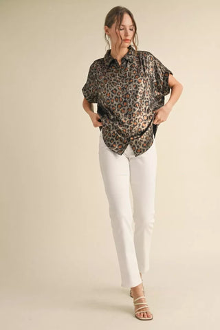 Leopard Button Up Blouse by Jodifl