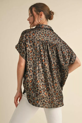 Leopard Button Up Blouse by Jodifl