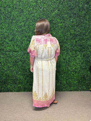 Subtle Elegance Border Printed Midi Dress