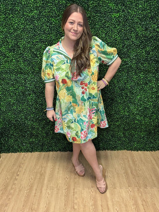 Umgee Jacard Print Mini Dress