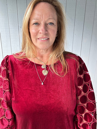 Lace Polka Dot  & Velvet Top