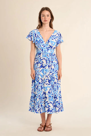 Molly Bracken Blue Printed Maxi Dress