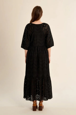 Molly Bracken Black Embroidered Maxi Dress