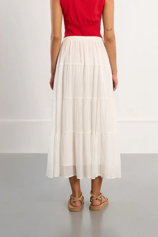 Molly Bracken White Tiered Maxi Skirt