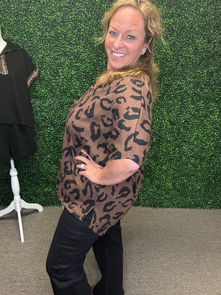 Brown and Black Animal Print Top