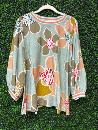Oddi Floral Texture Pullover