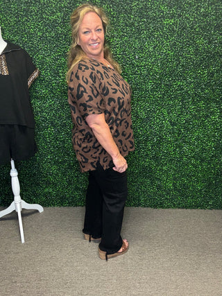 Brown and Black Animal Print Top