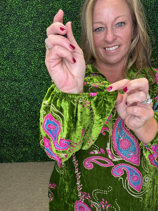 Lux Paisley Velvet Dress