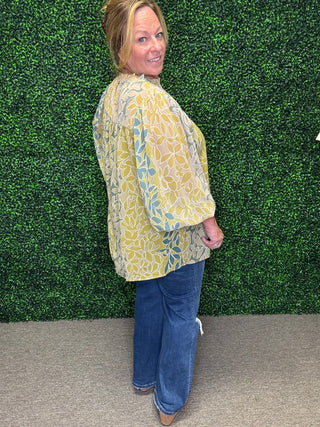 Botanical Embroidered Chiffon Shirt