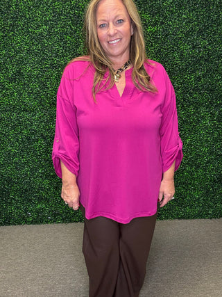 White Birch Notch Tab Knit Top