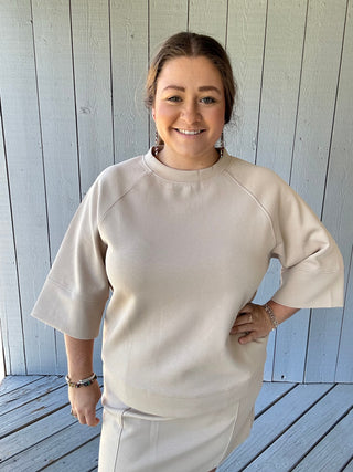 Scuba Fabric Pullover Taupe