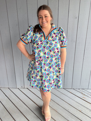 Aqua Floral Mini Dress