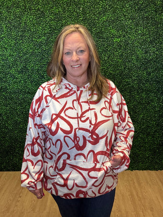 Cream and Red Heart Hoodie-Heimish