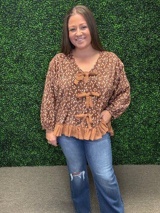 Velvet Bow Front Top