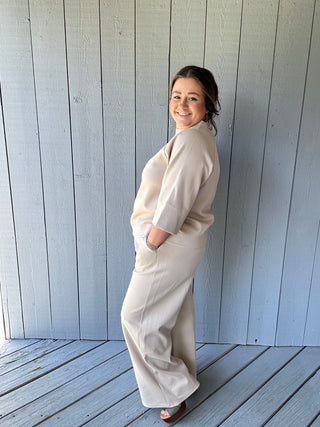 Scuba Fabric Pull On Pant Taupe