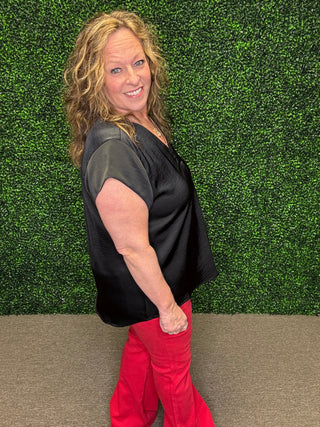 The Luxe Pleat V-Neck Top