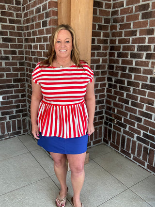 She+Sky Striped Bow Back Top