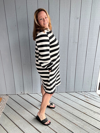 Black Stripe Rugby Style Dress