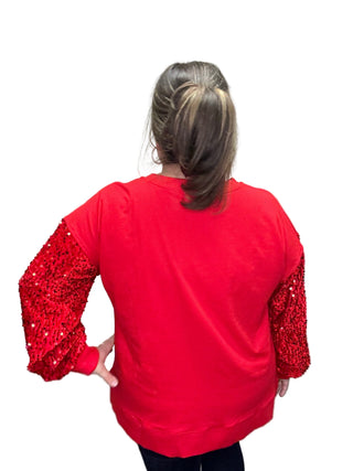 Merry Sequin Sleeve Top