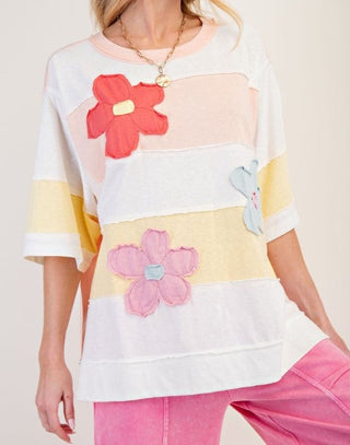 Flowers and Stripes Top