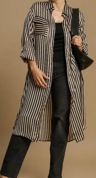 Striped Button Down Midi Dress