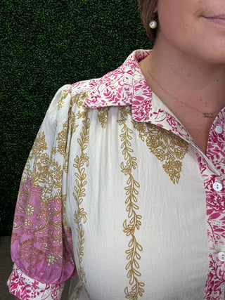 Subtle Elegance Border Printed Midi Dress