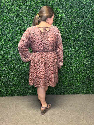 Damask Rose Velvet Dress-Cozy Co.