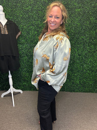 Easel Cheetah Print Blouse Curvy Exclusive