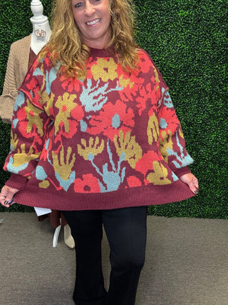 Floral Patterned Sweater