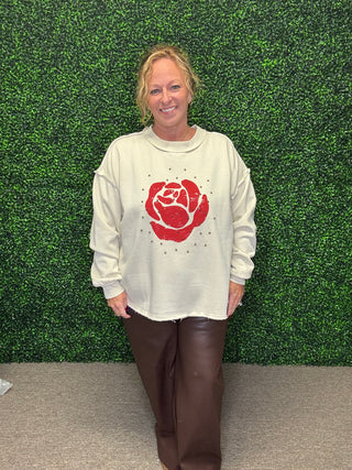 Easel Rose Studded Sweatshirt