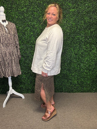 Leopard Knit Pencil Skirt