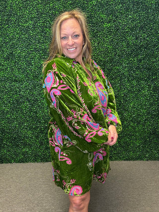 Lux Paisley Velvet Dress
