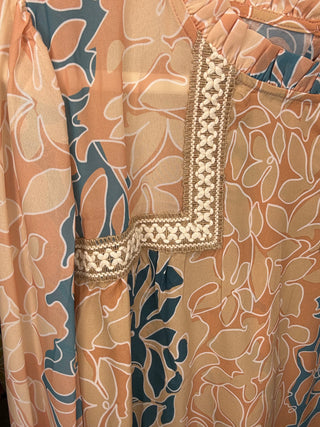 Botanical Embroidered Chiffon Shirt