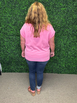 White Birch Pink Short Sleeve Sweater