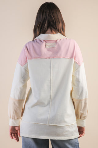 Color Block Collared Knit Top