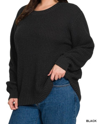 Hi Low Waffle Sweater
