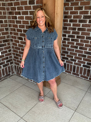Cozy Co. Denim Button Down Mini Dress