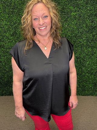 The Luxe Pleat V-Neck Top