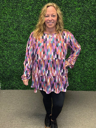 Geometric Long Sleeve Top by HEIMISH