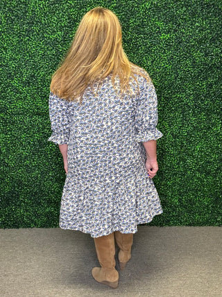 Abstract Floral Patchwork Mini Dress