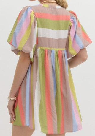 Colorful Stripes Mini Dress