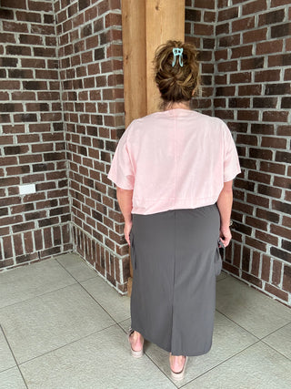 White Birch Stretch Midi Skirt