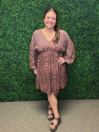 Damask Rose Velvet Dress