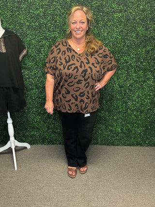 Brown and Black Animal Print Top