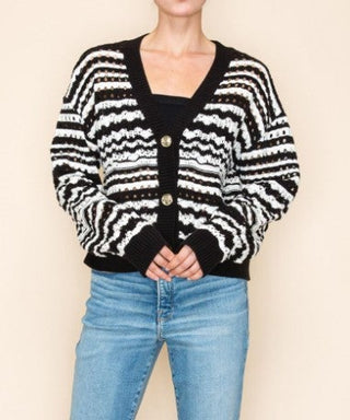Striped Knit Button Down Cardigan