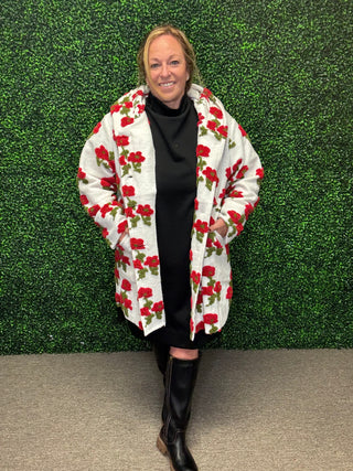 Davi & Dani Floral Button Front Hoodie Jacket