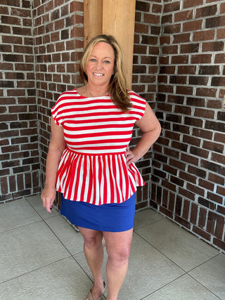 She+Sky Striped Bow Back Top